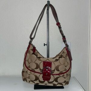 COACH SOHO SIGNATURE JACQUARD CONVERTIBLE HOBO CROSSBODY BAG